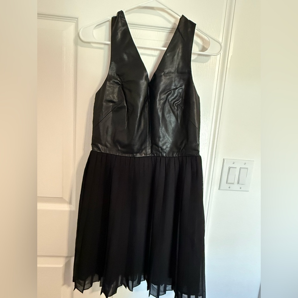 Leather Pleated Mini Dress
